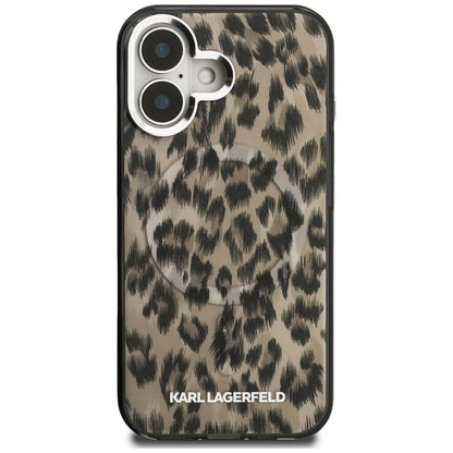 Futrola MagSafe za Apple iPhone 16, Karl Lagerfeld, IML Leopard Pattern, Braon
