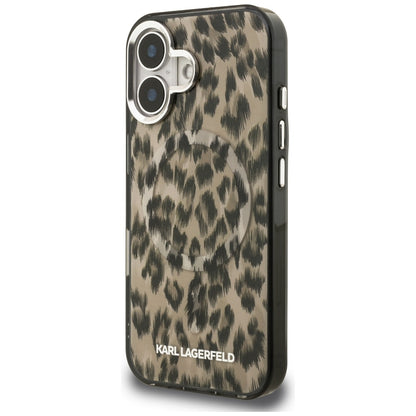 Futrola MagSafe za Apple iPhone 16, Karl Lagerfeld, IML Leopard Pattern, Braon