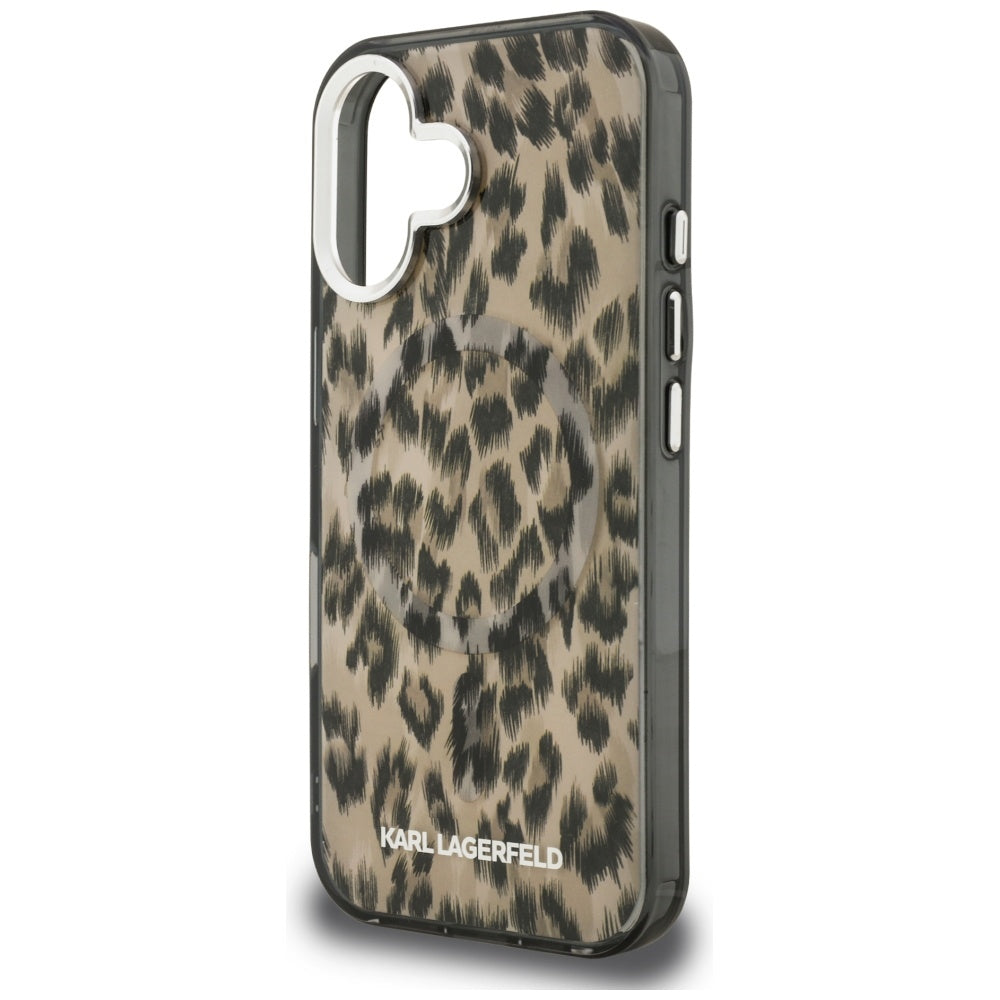 Futrola MagSafe za Apple iPhone 16, Karl Lagerfeld, IML Leopard Pattern, Braon