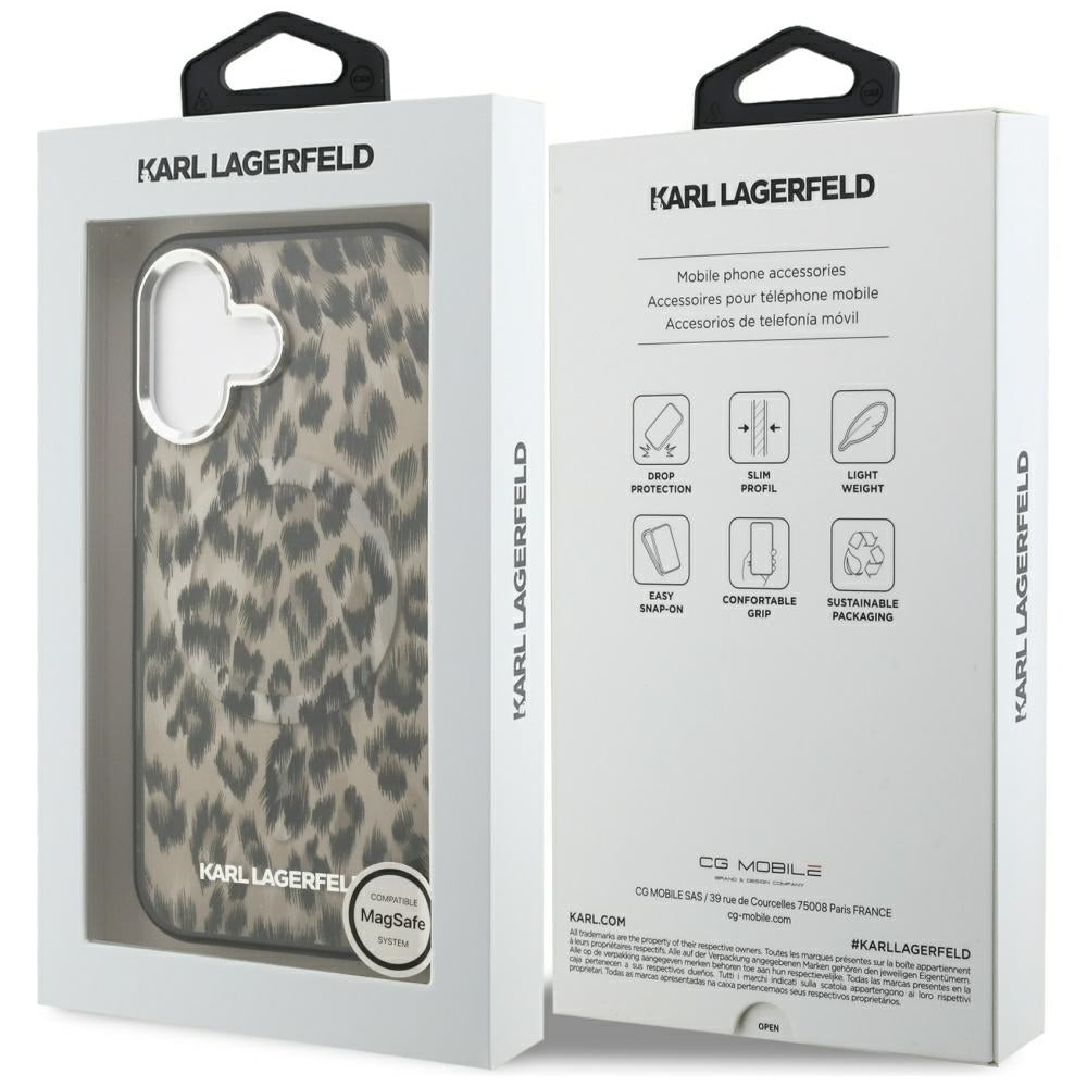 Futrola MagSafe za Apple iPhone 16, Karl Lagerfeld, IML Leopard Pattern, Braon