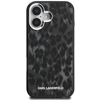 Futrola MagSafe za Apple iPhone 16, Karl Lagerfeld, IML Leopard Pattern, Crna