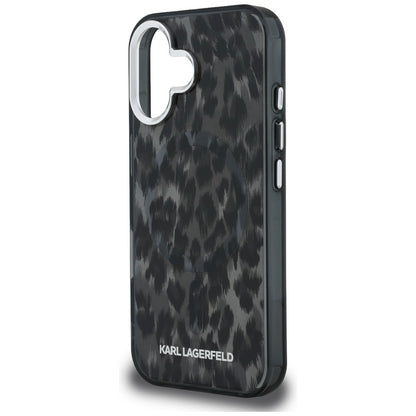 Futrola MagSafe za Apple iPhone 16, Karl Lagerfeld, IML Leopard Pattern, Crna