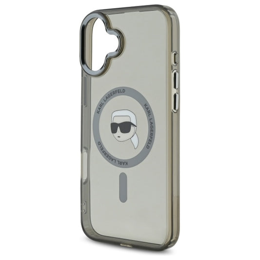 Futrola MagSafe za Apple iPhone 16, Karl Lagerfeld, IML Metal Karl's Head, Crna