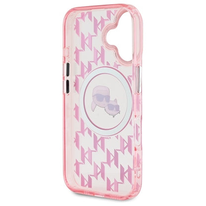 Futrola MagSafe za Apple iPhone 16, Karl Lagerfeld, IML Monogram Karl & Choupette's Heads, Roze