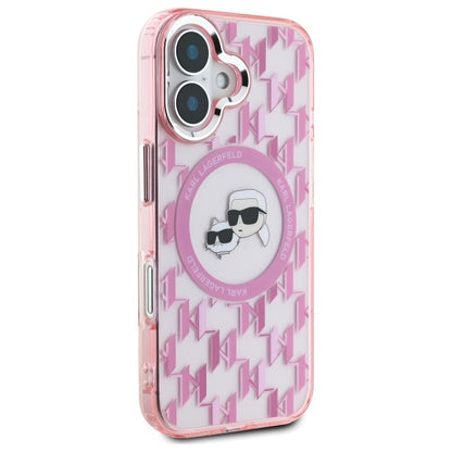 Futrola MagSafe za Apple iPhone 16, Karl Lagerfeld, IML Monogram Karl & Choupette's Heads, Roze