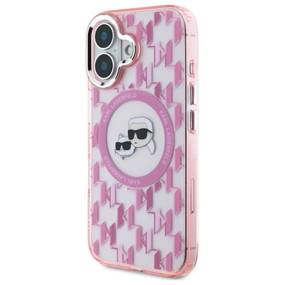 Futrola MagSafe za Apple iPhone 16, Karl Lagerfeld, IML Monogram Karl & Choupette's Heads, Roze