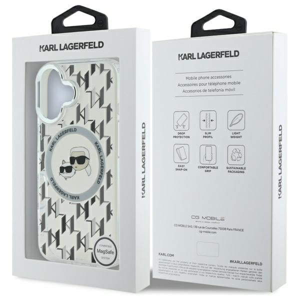 Futrola MagSafe za Apple iPhone 16, Karl Lagerfeld, IML Monogram Karl & Choupette's Heads, Transparentna