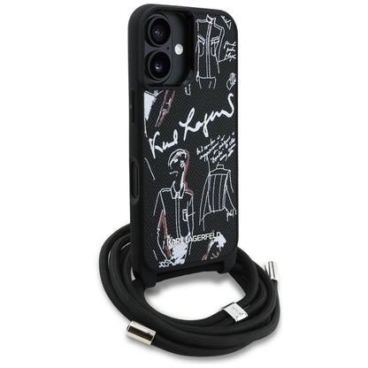 Futrola MagSafe za Apple iPhone 16, Karl Lagerfeld, Saffiano Crossbody, Crna