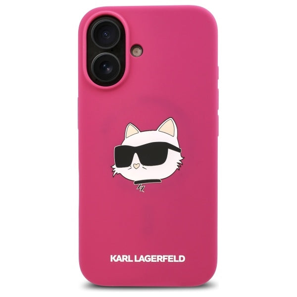 Futrola MagSafe za Apple iPhone 16, Karl Lagerfeld, Silikonska Choupette's Head, Fuksija