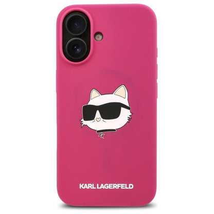 Futrola MagSafe za Apple iPhone 16, Karl Lagerfeld, Silikonska Choupette's Head, Fuksija