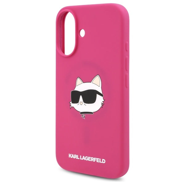 Futrola MagSafe za Apple iPhone 16, Karl Lagerfeld, Silikonska Choupette's Head, Fuksija