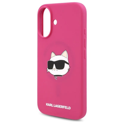 Futrola MagSafe za Apple iPhone 16, Karl Lagerfeld, Silikonska Choupette's Head, Fuksija