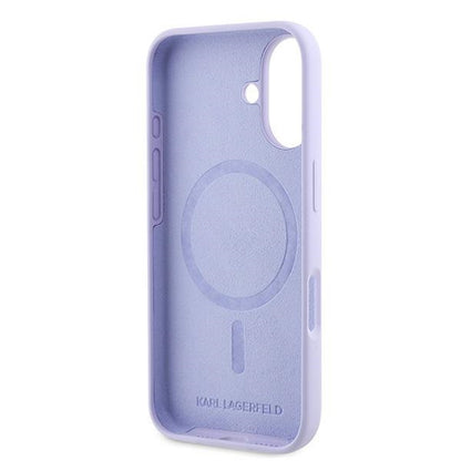Futrola MagSafe za Apple iPhone 16, Karl Lagerfeld, Silikonska Karl & Choupette, Ljubičasta