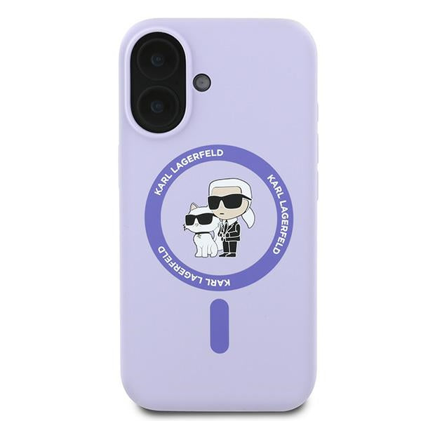 Futrola MagSafe za Apple iPhone 16, Karl Lagerfeld, Silikonska Karl & Choupette, Ljubičasta