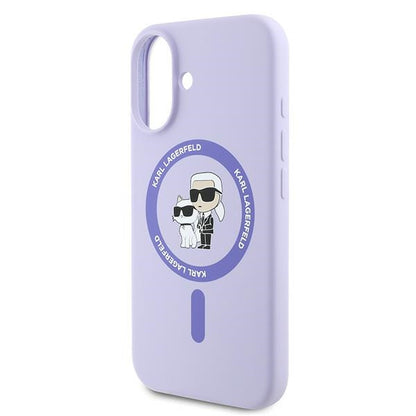 Futrola MagSafe za Apple iPhone 16, Karl Lagerfeld, Silikonska Karl & Choupette, Ljubičasta