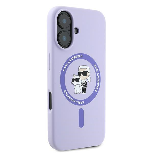 Futrola MagSafe za Apple iPhone 16, Karl Lagerfeld, Silikonska Karl & Choupette, Ljubičasta