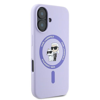 Futrola MagSafe za Apple iPhone 16, Karl Lagerfeld, Silikonska Karl & Choupette, Ljubičasta