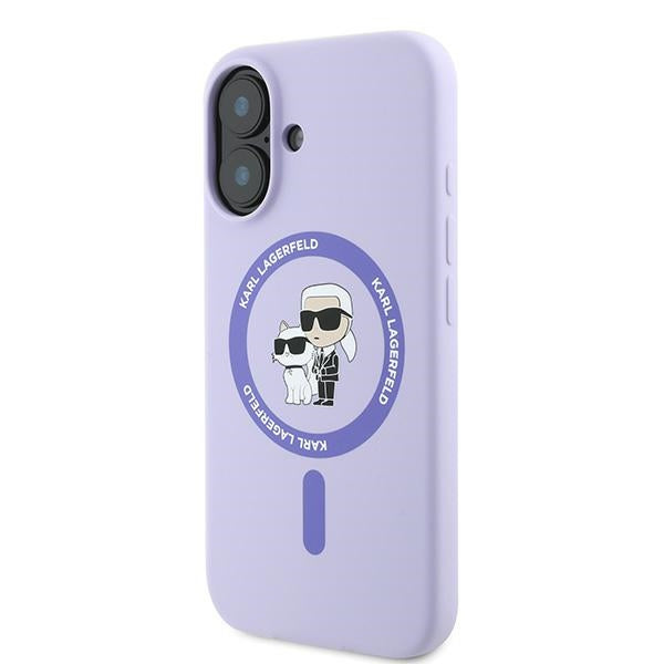 Futrola MagSafe za Apple iPhone 16, Karl Lagerfeld, Silikonska Karl & Choupette, Ljubičasta