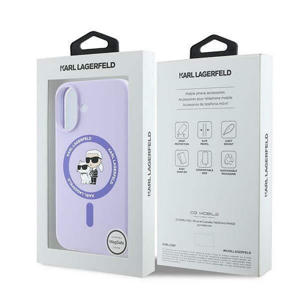 Futrola MagSafe za Apple iPhone 16, Karl Lagerfeld, Silikonska Karl & Choupette, Ljubičasta