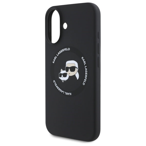 Futrola MagSafe za Apple iPhone 16, Karl Lagerfeld, Silikonska Karl & Choupette's Heads, Crna