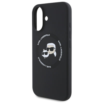 Futrola MagSafe za Apple iPhone 16, Karl Lagerfeld, Silikonska Karl & Choupette's Heads, Crna