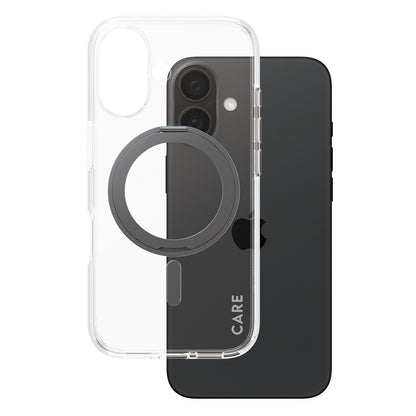 Futrola MagSafe za Apple iPhone 16, PanzerGlass, Care Feature Kickstand, Crna Transparentna
