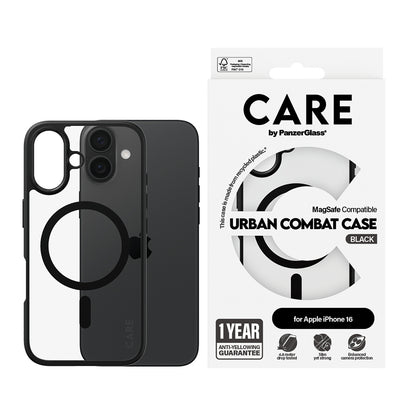 Futrola MagSafe za Apple iPhone 16, PanzerGlass, Care Urban Combat, Crna Transparentna