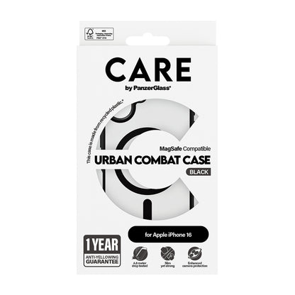 Futrola MagSafe za Apple iPhone 16, PanzerGlass, Care Urban Combat, Crna Transparentna