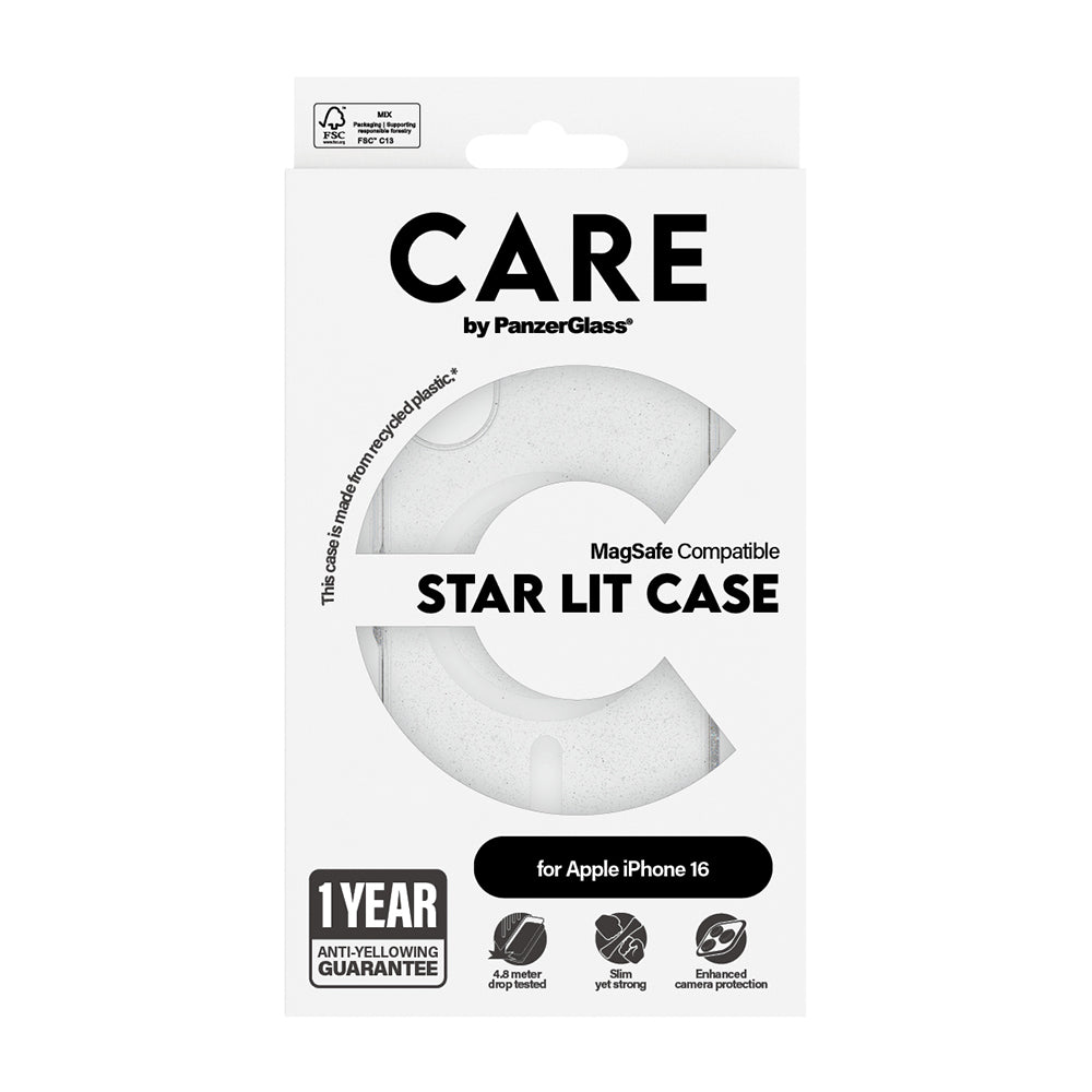 Futrola MagSafe za Apple iPhone 16, PanzerGlass, Care Urban Combat Star Lit, Bela Transparentna