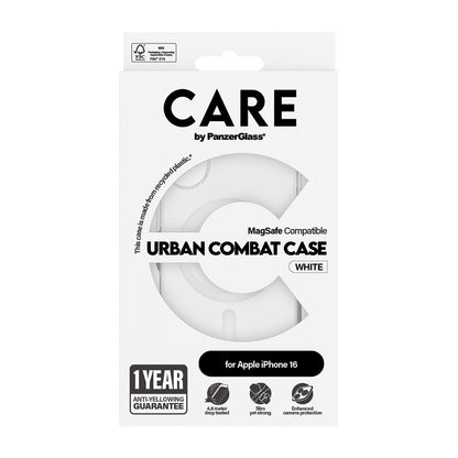 Futrola MagSafe za Apple iPhone 16, PanzerGlass, Care Urban Combat, Bela Transparentna
