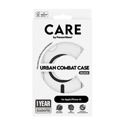 Futrola MagSafe za Apple iPhone 16, PanzerGlass, Care Urban Combat, Crna Transparentna