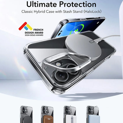 Futrola MagSafe za Apple iPhone 16 Plus, ESR, Classic Hybrid Kickstand, Transparentna