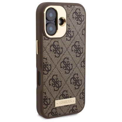 Futrola MagSafe za Apple iPhone 16 Plus, Guess, 4G Logo Plate, Braon