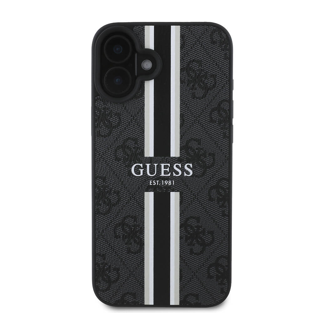Futrola MagSafe za Apple iPhone 16 Plus, Guess, 4G Printed Stripes, Crna