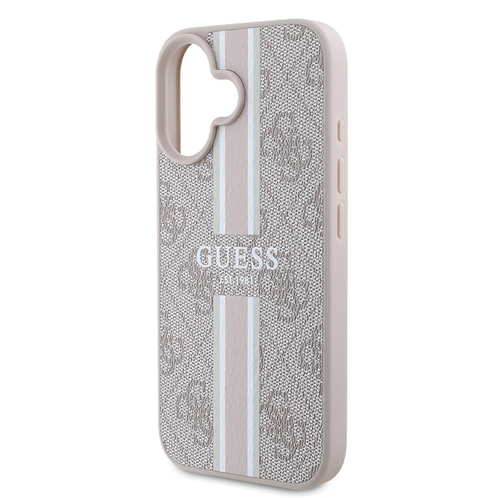 Futrola MagSafe za Apple iPhone 16 Plus, Guess, 4G Printed Stripes, Roze