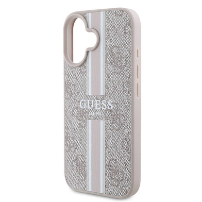 Futrola MagSafe za Apple iPhone 16 Plus, Guess, 4G Printed Stripes, Roze