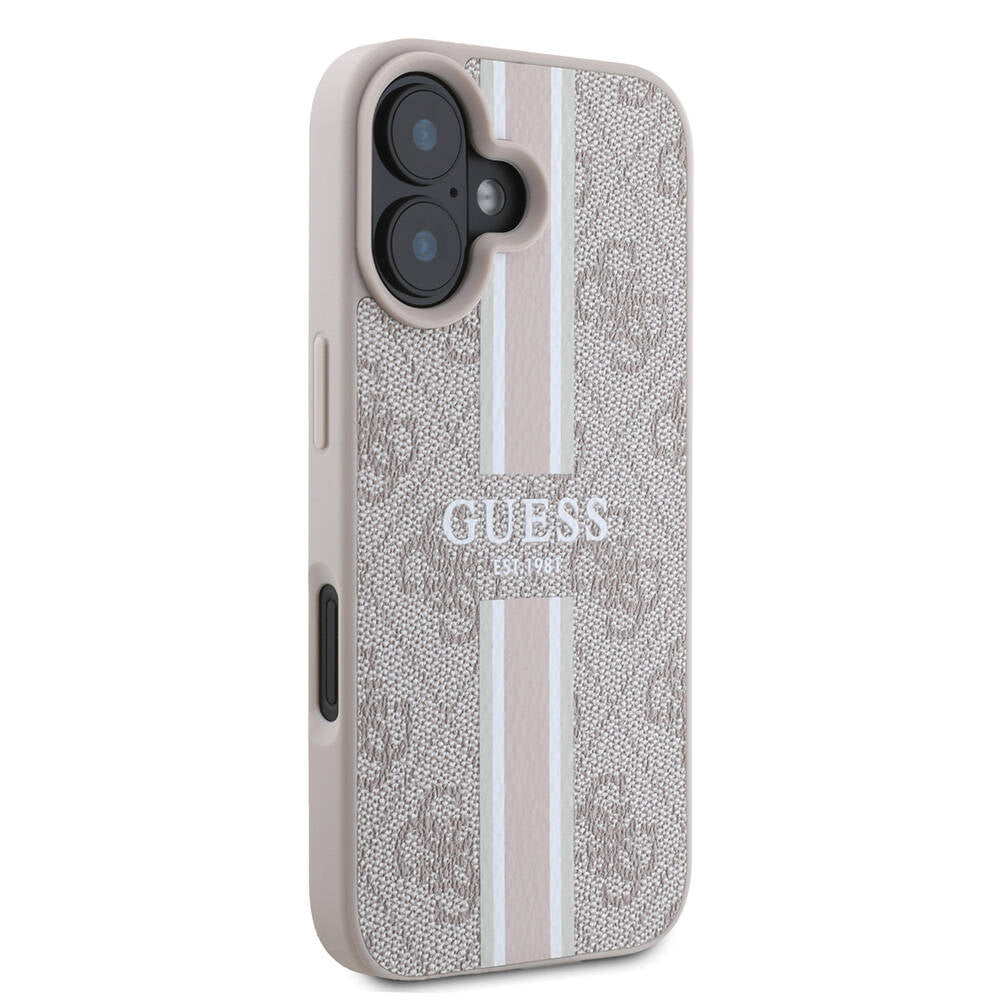 Futrola MagSafe za Apple iPhone 16 Plus, Guess, 4G Printed Stripes, Roze
