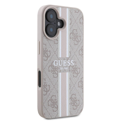 Futrola MagSafe za Apple iPhone 16 Plus, Guess, 4G Printed Stripes, Roze