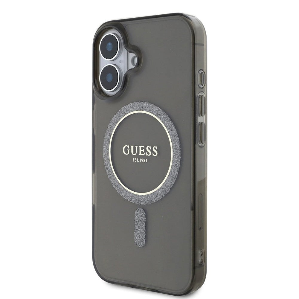 Futrola MagSafe za Apple iPhone 16 Plus, Guess, IML Glitter Circle, Crna