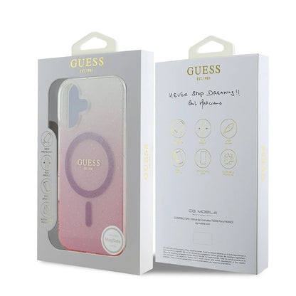 Futrola MagSafe za Apple iPhone 16 Plus, Guess, IML Glitter Gradient, Roze