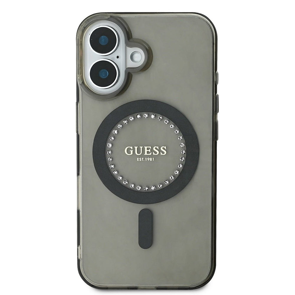 Futrola MagSafe za Apple iPhone 16 Plus, Guess, IML Rhinestone, Crna