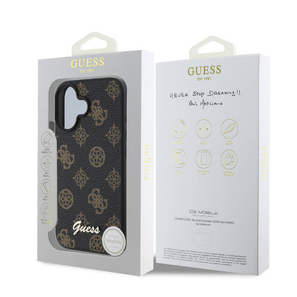 Futrola MagSafe za Apple iPhone 16 Plus, Guess, Peony Script, Crna