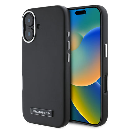 Futrola MagSafe za Apple iPhone 16 Plus, Karl Lagerfeld, FW Metal Plate, Crna