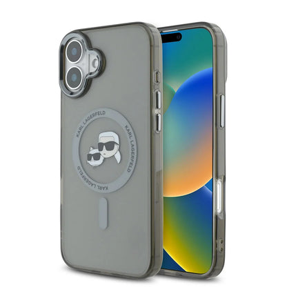 Futrola MagSafe za Apple iPhone 16 Plus, Karl Lagerfeld, IML Metal Karl & Choupette's Heads, Crna