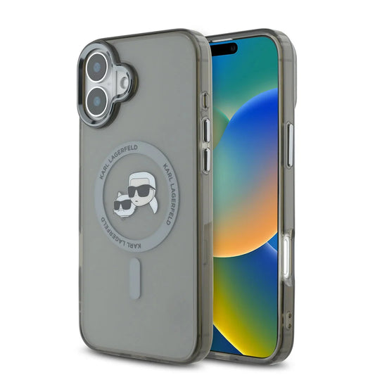 Futrola MagSafe za Apple iPhone 16 Plus, Karl Lagerfeld, IML Metal Karl & Choupette's Heads, Crna