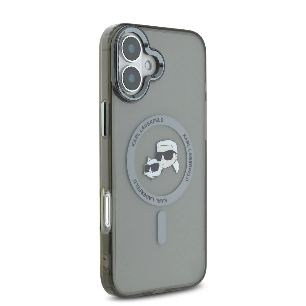 Futrola MagSafe za Apple iPhone 16 Plus, Karl Lagerfeld, IML Metal Karl & Choupette's Heads, Crna