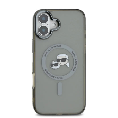 Futrola MagSafe za Apple iPhone 16 Plus, Karl Lagerfeld, IML Metal Karl & Choupette's Heads, Crna