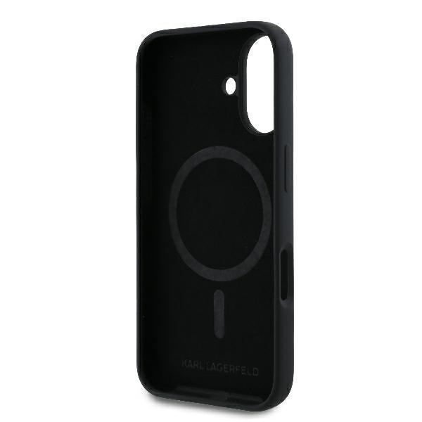 Futrola MagSafe za Apple iPhone 16 Plus, Karl Lagerfeld, Silikonski prsten Karl & Choupette, Crna