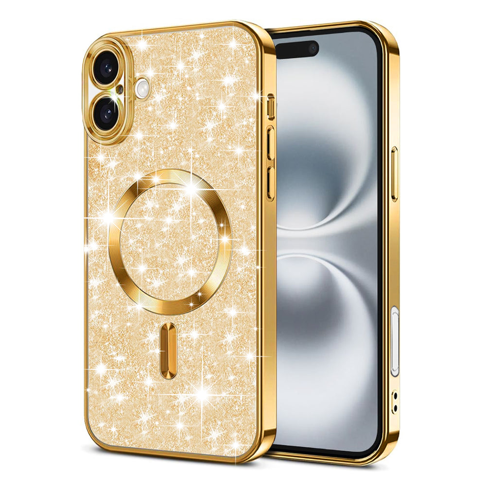 MagSafe futrola za Apple iPhone 16 Plus, Techsuit, Luxury Glitter, Zlatna