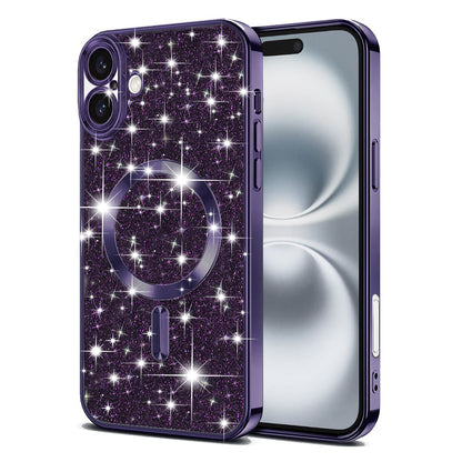 MagSafe futrola za Apple iPhone 16 Plus, Techsuit, Luxury Glitter, Tamno Ljubičasta